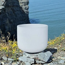 CVNC 432Hz 8"C Crystal Singing Bowl Root Chakra Frosted Quartz for Meditation