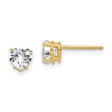 14k 5mm Heart Cubic Zirconia Earrings