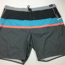 Roundtree  Yorke Men's Swimwear Swim Shorts Trunks Lined Gray Blue Size 3XB