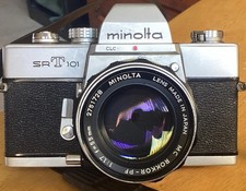 Minolta SRT101 35mm SLR Film Camera with MC Rokkor PF 1:1.7 f 55mm Excellent VTG