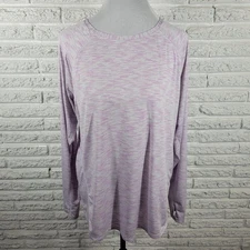 Tek Gear Workout Womens Top XL Tee Purple Heather Lightweight Poly Blend Active