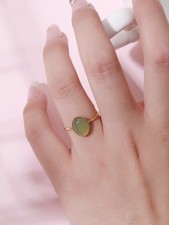 Multicolor 18K Gold Plated Adjustable Open Ring With Natural Stone For Women
