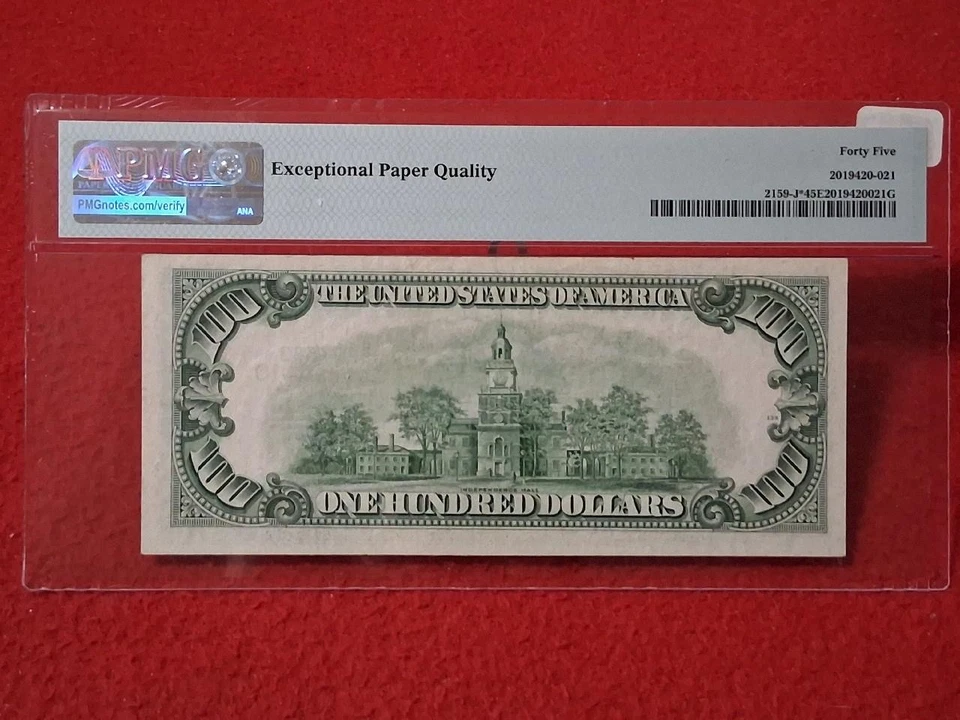 1950B $100 FEDERAL RESERVE NOTE Fr#2159-J* PMG 45 CEF EPQ KANSAS CITY  #MF-4993 - Image 2 of 2