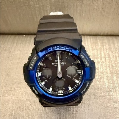 Casio G-SHOCK GAW-100B Black Blue 200M Water Resistant Tough Solar Quartz Alarm