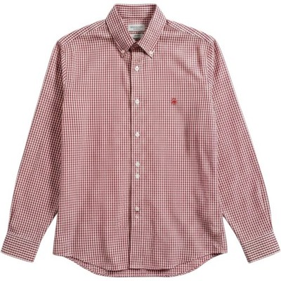 Brooks Brothers Men Medium Red Gingham Check Regent ButtonDown Long Sleeve Shirt