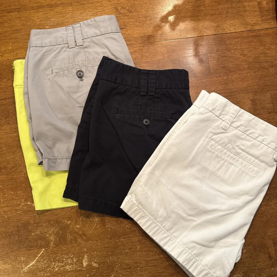 4 Pair Women J Crew, Loft, Ann Taylor Shorts Size 6 White Gray Black Lime - Image 4 of 4