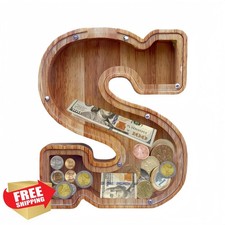 YWMSGM Small Alphabet Wooden Piggy Bank