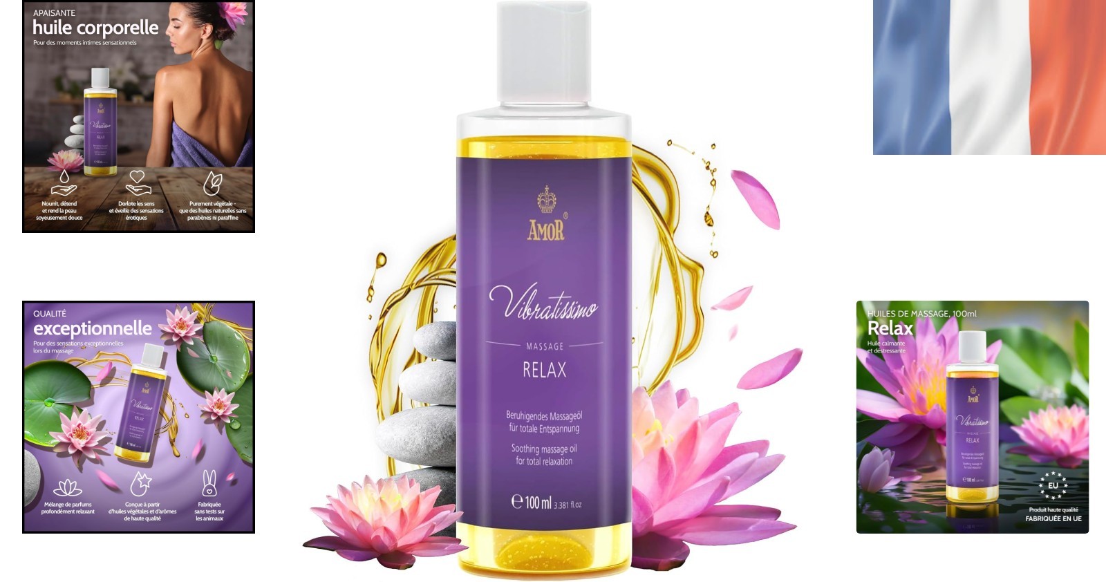 Huile de massage Vibratissimo 100 ml glisse parfaite et relaxante