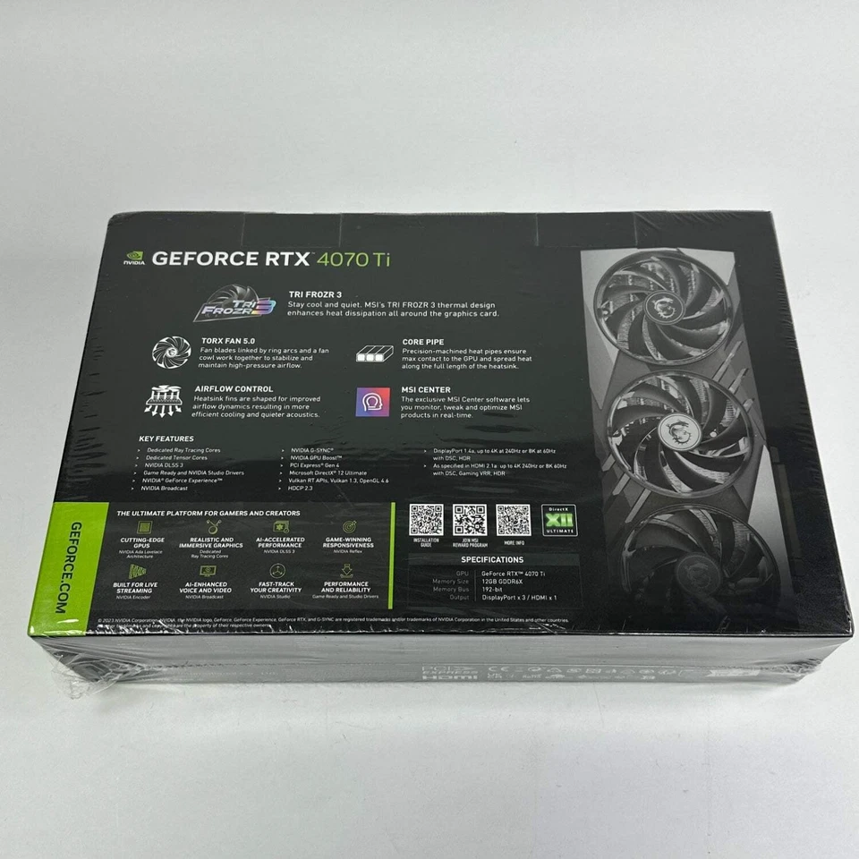 New MSI GeForce RTX 4070 Ti GAMING X SLIM 12GB GDDR6X Graphics Card - Image 2 of 4