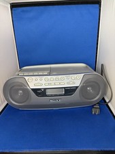 Sony CFD-S05 Boombox CD Player Cassette AM/FM Radio Aux Headphone Silver