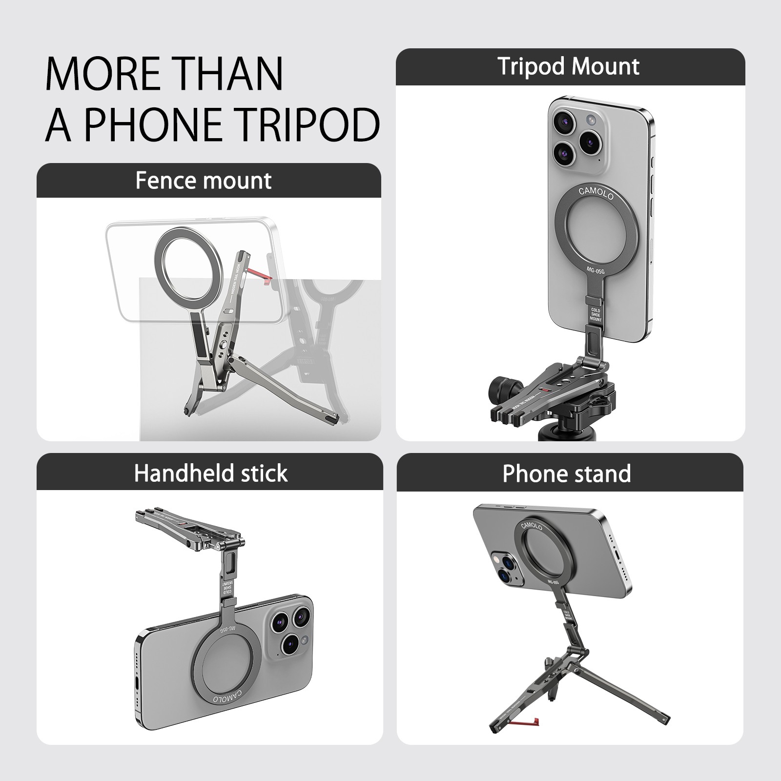 Camolo MagSafe Phone Tripod w/ Arca Mount for iPhone Vlogging Hook Cold Shoe US