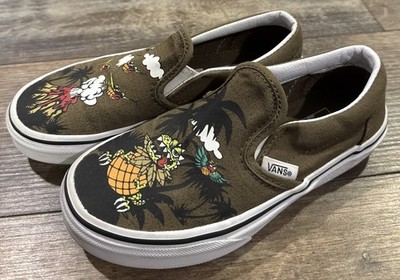 Vans Sneakers Green Slip On Dinosaur Skate Trendy Dineapple Back To School 13.5