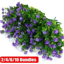 Artificial Purple Flowers Fake Outdoor UV Resistant Shrubs Plants Garden Decor