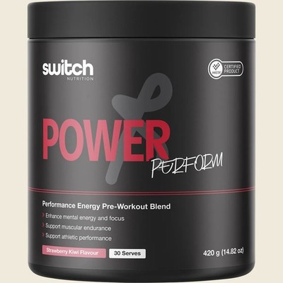 New Switch Nutrition Power Perform Pre-Workout Blend Strawberry Kiwi 420g