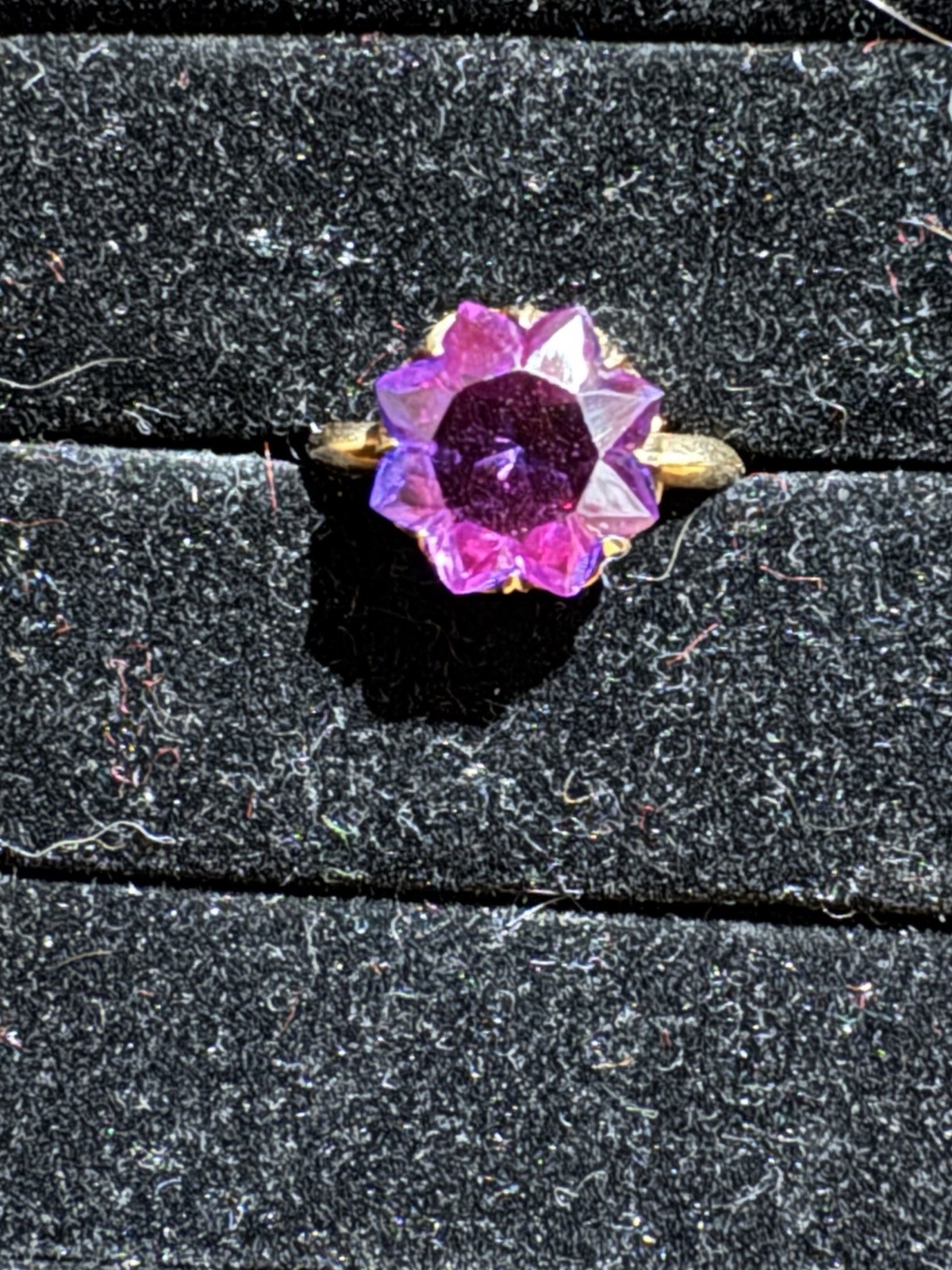 Purple Ruby Flower Cut Solitaire Ring - image 2