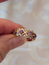 Amethyst and CZ 14KTGE Ring size 6