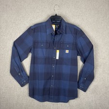 Carhartt Mens Long Sleeve Heavyweight Flannel Plaid Shirt Slim Fit Size Small