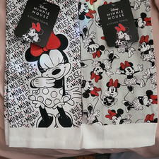 Disney Minnie Mouse Cotton Kitchen Towel Set 2-Pack Black White Red Cartoon
