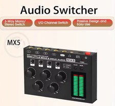 Mini 4-Channel LINE Mixer Stereo/Mono Audio Mixer for Monitoring LED Level Meter