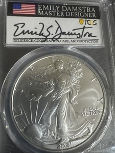 Silver 1 Oz 999 2021s Eagle Covid Yr EmilyDamstra Top Pop Pcgs  Ms70 T2 Ep
