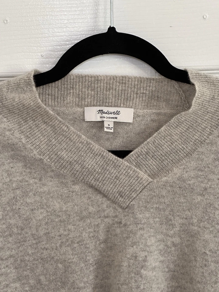 Suéter Madewell 100% Cachemira Cuello en V Mujer Gris Suave Lujo Minaimalista Talla S Foto 3 de 4