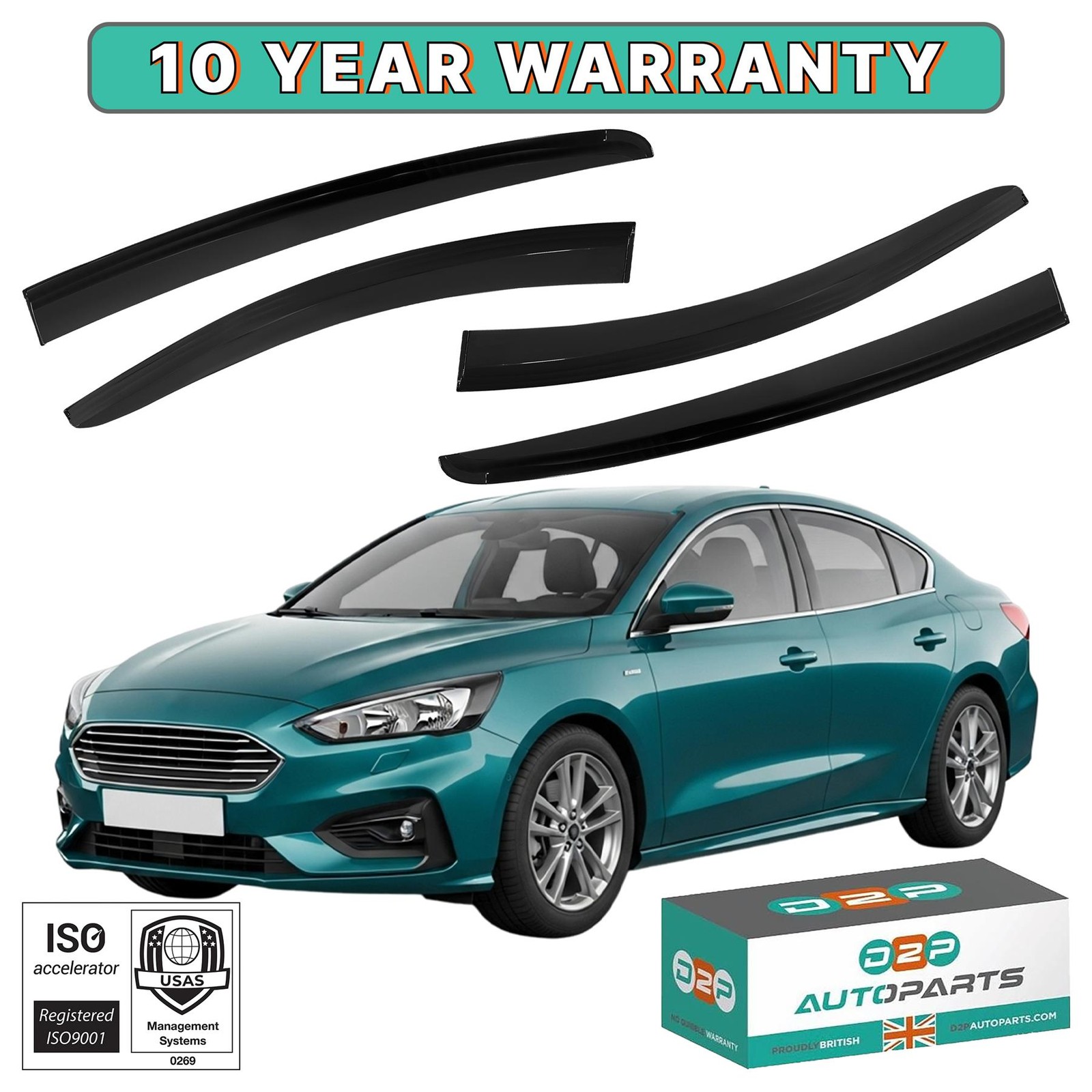 D2p 4Pcs Of Front And Rear Wind Deflectors For Ford Focus Hb 5D Mk Iv / Mk4 2018 - Image 3