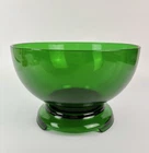 Vintage FOREST GREEN Anchor Hocking Punch Bowl 10” With Stand Mid Century Modern