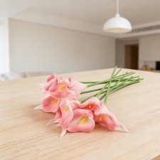 10Pcs PU Artificial Calla Lily Flowers for Wedding and Event Decoration