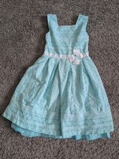 Jona Michelle Girls Size 8 Beautiful Aqua Teal and White Lacy Dress EUC