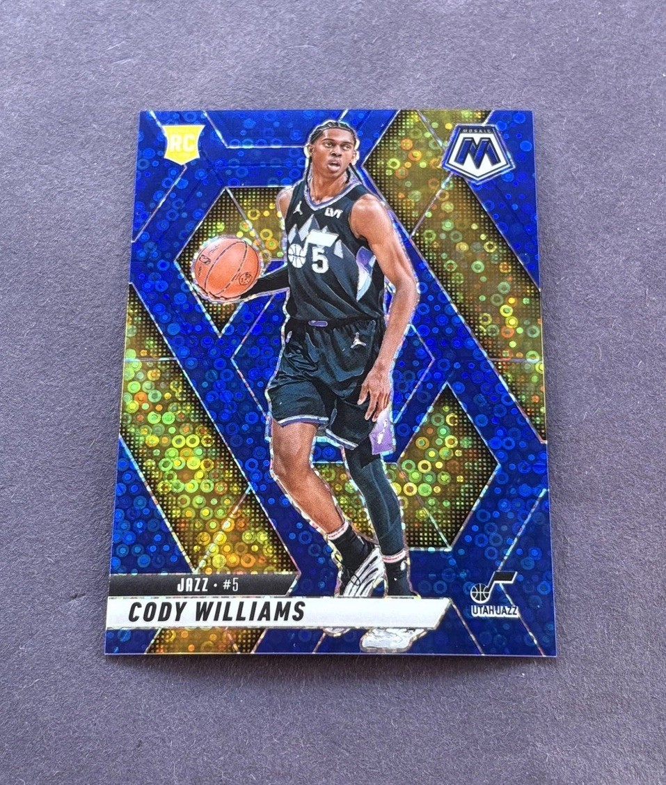 2024-25 Mosaic - Rookies Cody Williams #207 Fast Break Blue Mosaic Prizm /85