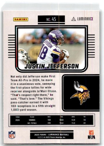 2025 Panini Luminance #45 Justin Jefferson - Bild 2 von 2