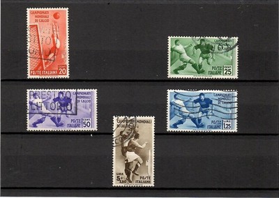 KINGDOM 1934-FOOTBALL WORLD CUP-SERIES WITH RARE 5 LIRE-VINTAGE STAMPS-SHIPPING FREE