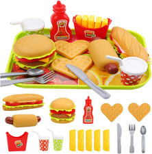 Pretend Play Fast Food Set, Play Food for Kids Kitchen - Play Kitchen Accessorie
