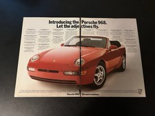 1992 Porsche 968 - Vintage Car Magazine Print Ad Retro Art 911 Turbo Cabriolet 1992 Porsche 968 - Vintage Car Magazine Print Ad Retro Art 911 Turbo Cabriolet