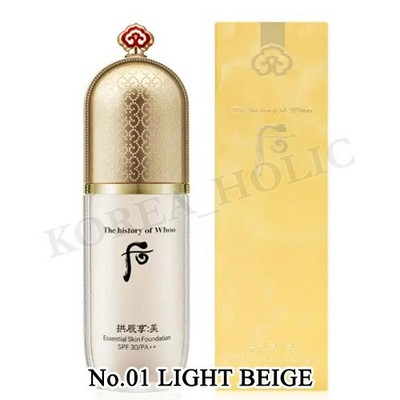 THE WHOO Gongjinhyang Mi Essential Skin Foundation 40ml #01 Light Beige K-Beauty