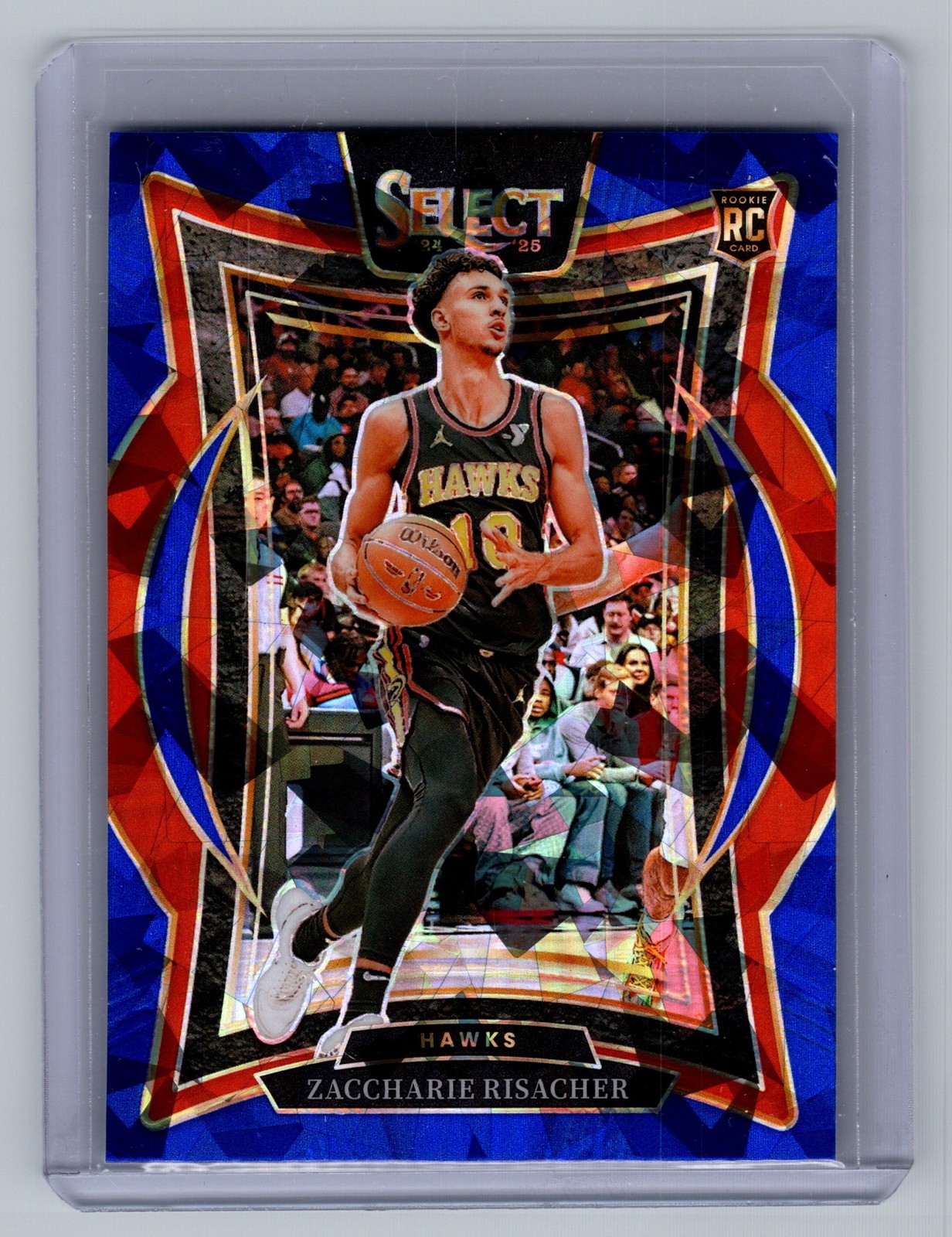 2024 Panini Select Zaccharie Risacher #86 Concourse Blue Cracked Ice Prizm RC