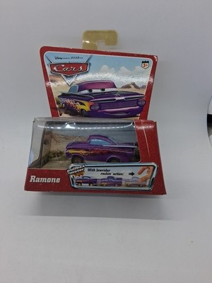 2005 DISNEY PIXAR CARS RAMONE PULLBAX MOTOR DIE CAST TOY CAR   PURPLE FLAMES