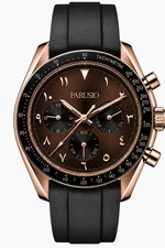 PARUSIO VK63 Chronograph Black Dial Sapphire Rose Gold Steel Rubber Strap Watch