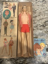 Vintage 1961 Mattel Ken Doll 750 Brown w/ Original Box Outfit Booklet