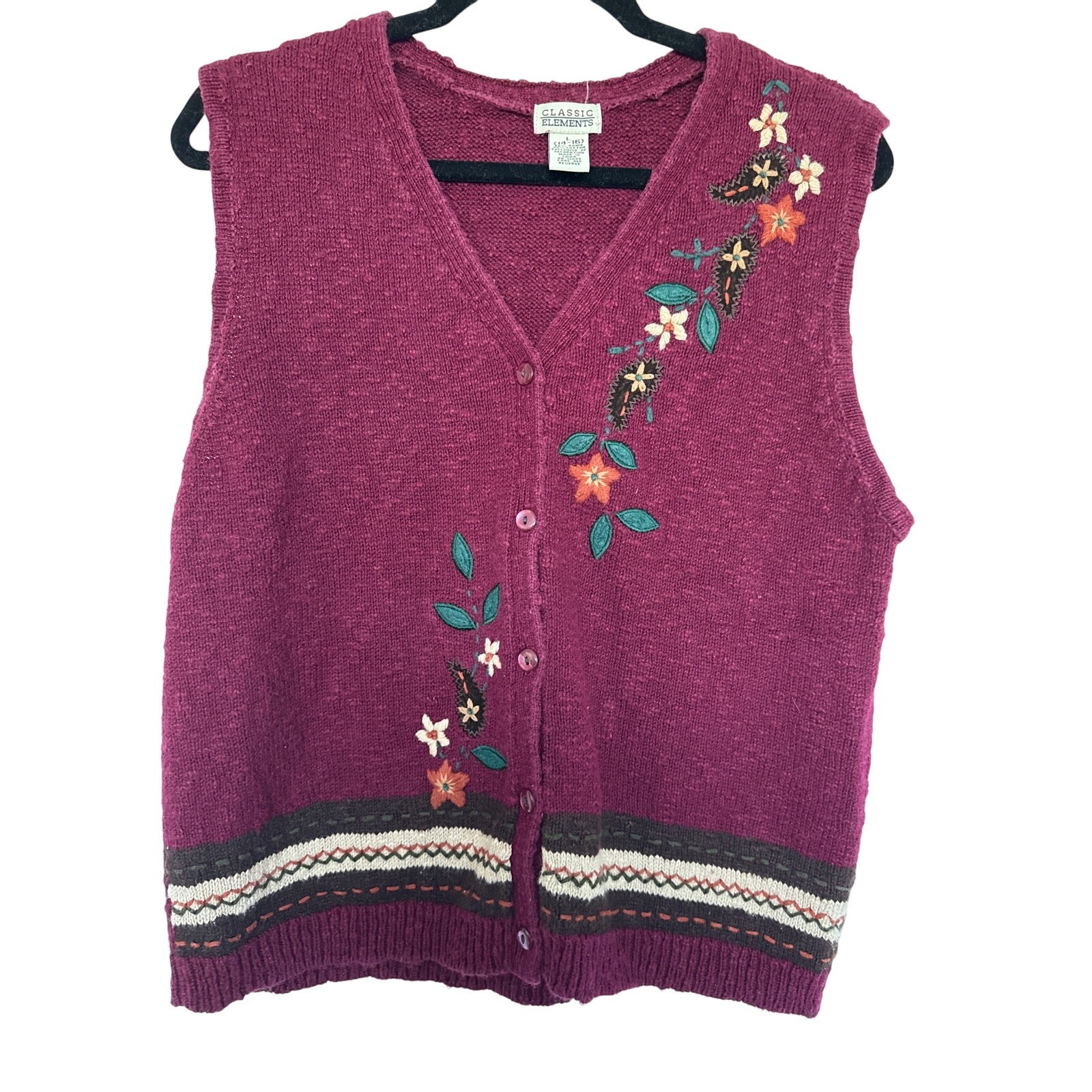 Vintage Classic Elements Grannycore Embroidered V… - image 1