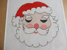 Handpainted Needlepoint Canvas Huge Round Santa Face