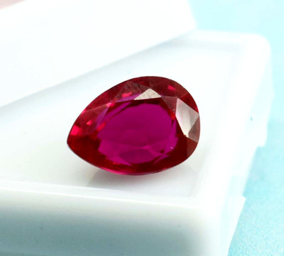 Natural Pear Cut Burma Pigeon Blood Red Ruby 10 Ct Certified Loose Gemstone