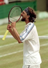 Goran Ivanisevic of Croatia celebrates during the Wimbledon Lawn T- Old Photo 2