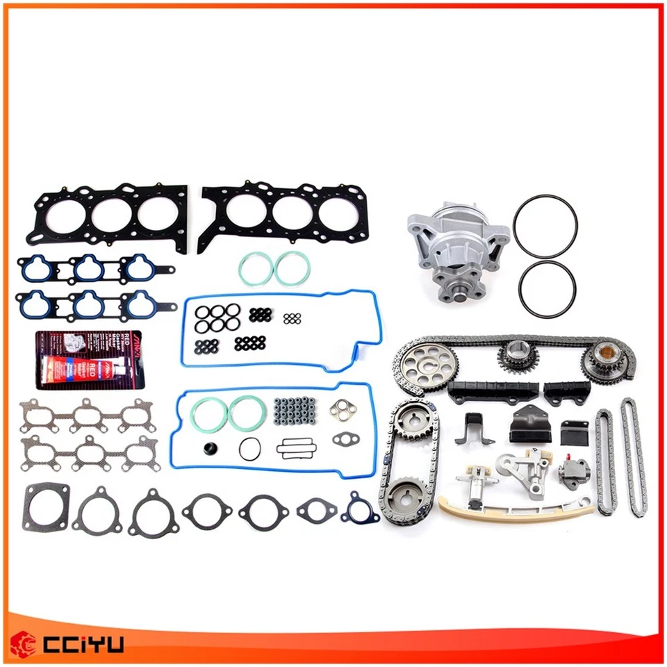 Head Gasket Set Timing Chain Water Pump W/ Gasket For 2006 2005 Suzuki XL-7 2.7L - Image 4 of 4