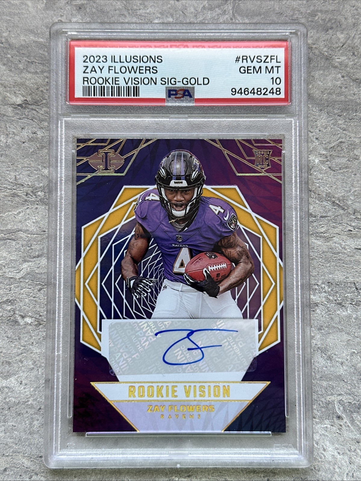 Zay Flowers Panini Illusions Rookie Vision Signatures #RVSZFL Gold