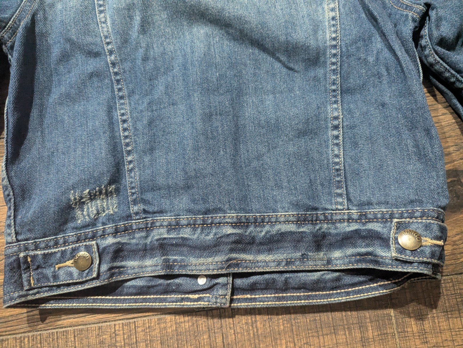 By Bongo Denim Jean Jacket Solid Blue Distressed … - image 14