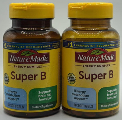 2PK Nature Made Energy Complex Super B ~ 60 Softgels EA ~ EXP 11/26 ~ SEALED