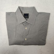 David Donahue Shirt Mens XL Gray Houndstooth Dress Long Sleeve Spread Collar