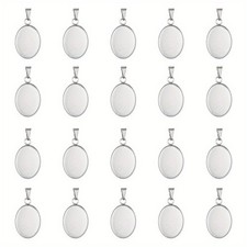 1Box 20Pcs 304 Stainless Steel Pendant Cabochon Settings Milled Edge Bezel