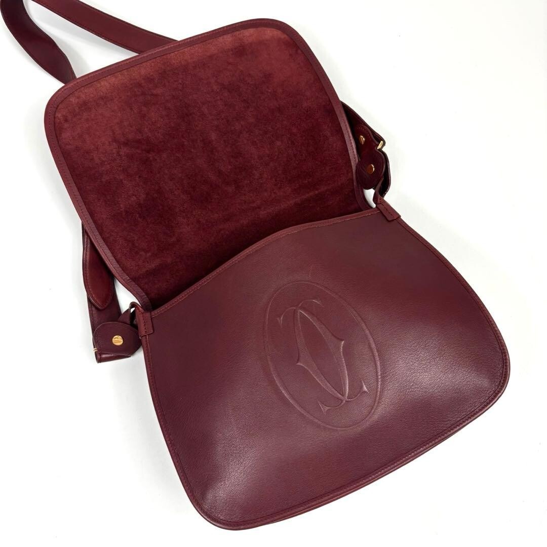 CARTIER Shoulder bag Must Line Suede Bordeaux Vintage Authentic From Japan